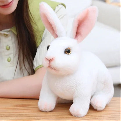peluche lapin réaliste blanc assis RabbitPlush 20 30cm