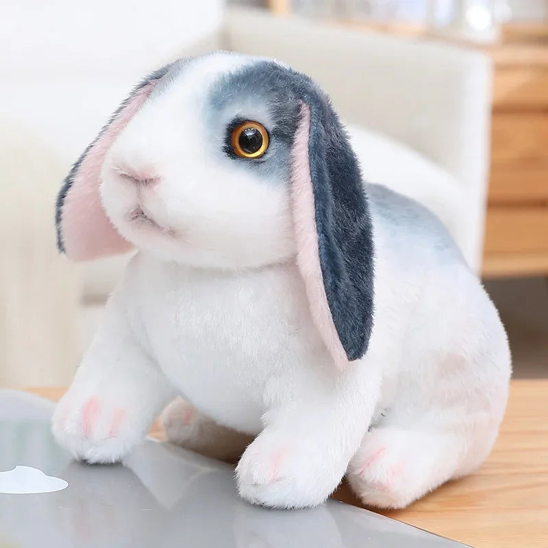 peluche lapin réaliste gris assis RabbitPlush 20 30cm