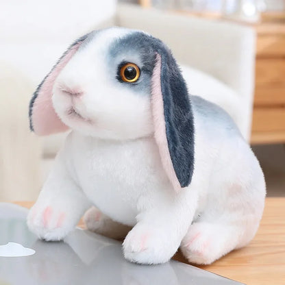 peluche lapin réaliste gris assis RabbitPlush 20 30cm
