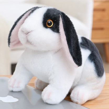 peluche lapin réaliste noir assis RabbitPlush 20 30cm