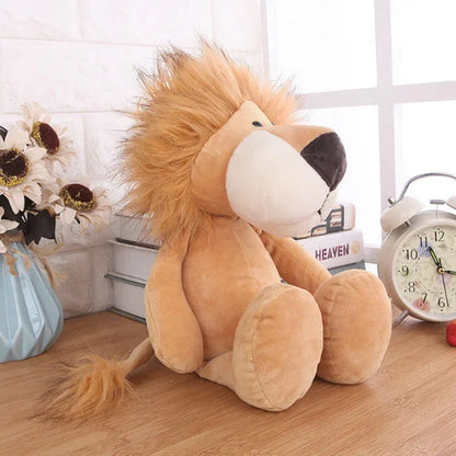 peluche lion mueforet assis