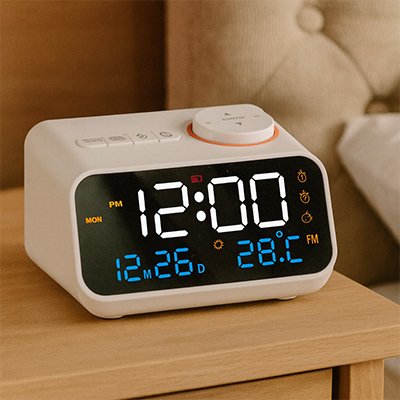 radio réveil muealarme affiche net blanc