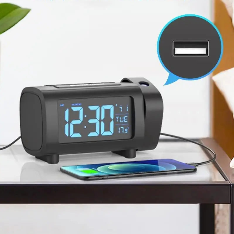radio reveil projecteur muepro port usb charge