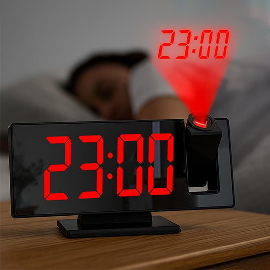 radio reveil projecteur zennuit noir rouge