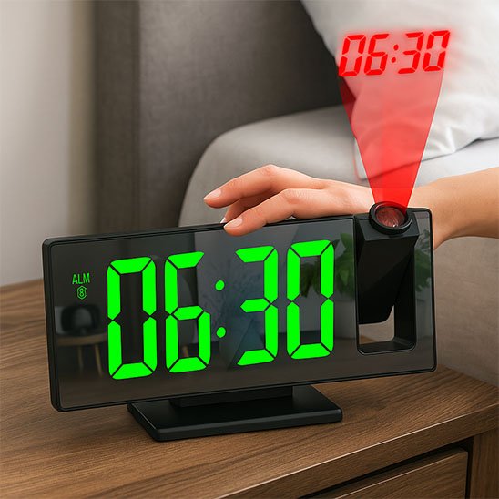 radio reveil projecteur zennuit noir vert