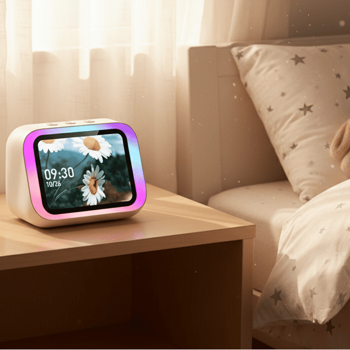 reveil educatif enfant avec haut parleur wiseclock dands la chambre