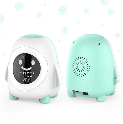 reveil educatif enfant pingouin avec lumière TimiClock vert