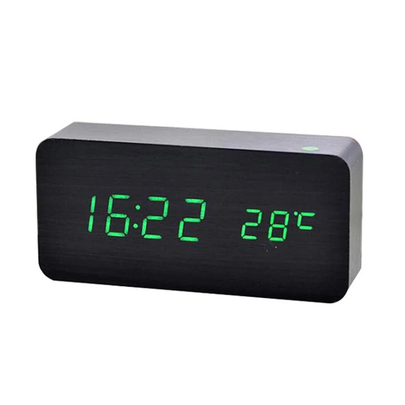 reveil numerique en bois precisclock noir