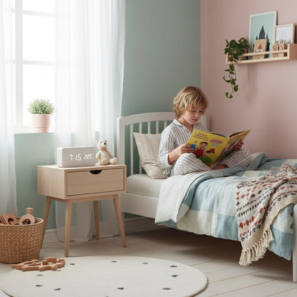 reveil numerique precisclock blanc dans chambre d'enfant