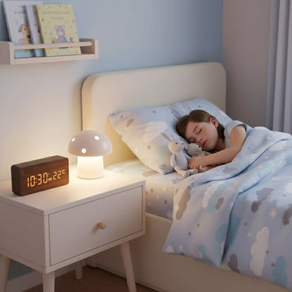reveil numerique precisclock dans chambre d'enfant nuit