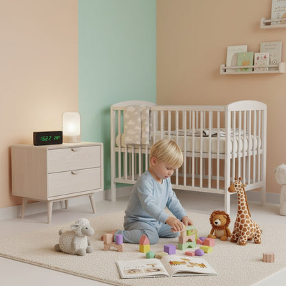 reveil numerique precisclock noir dans chambre d'enfant