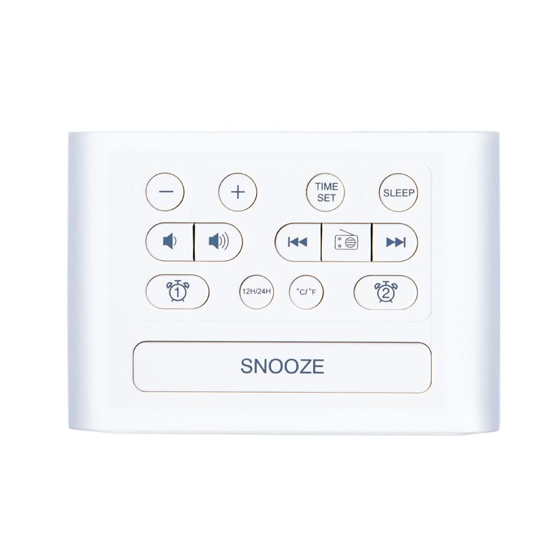 reveil radio contrôle led enfant alarme double et affichage lumineux muealarm blanc