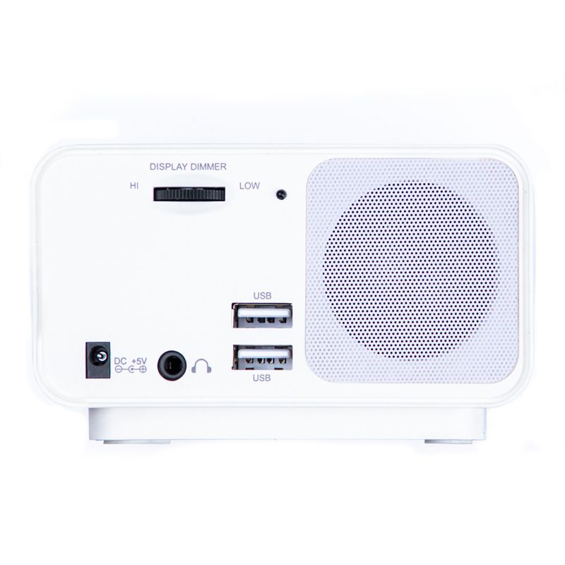 reveil radio contrôle led enfant alarme double et affichage lumineux muealarm blanc