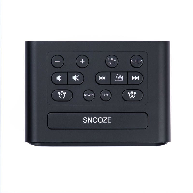 reveil radio contrôle led enfant alarme double et affichage lumineux muealarm controles