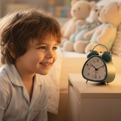Réveil rétro avec enfant