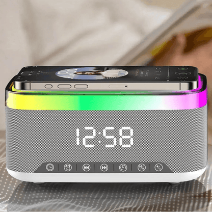radio réveil bluetooth veilleuse enfant 6-en-1 – enceinte blutooth, chargeur sans fil & affichage led reveilAdo