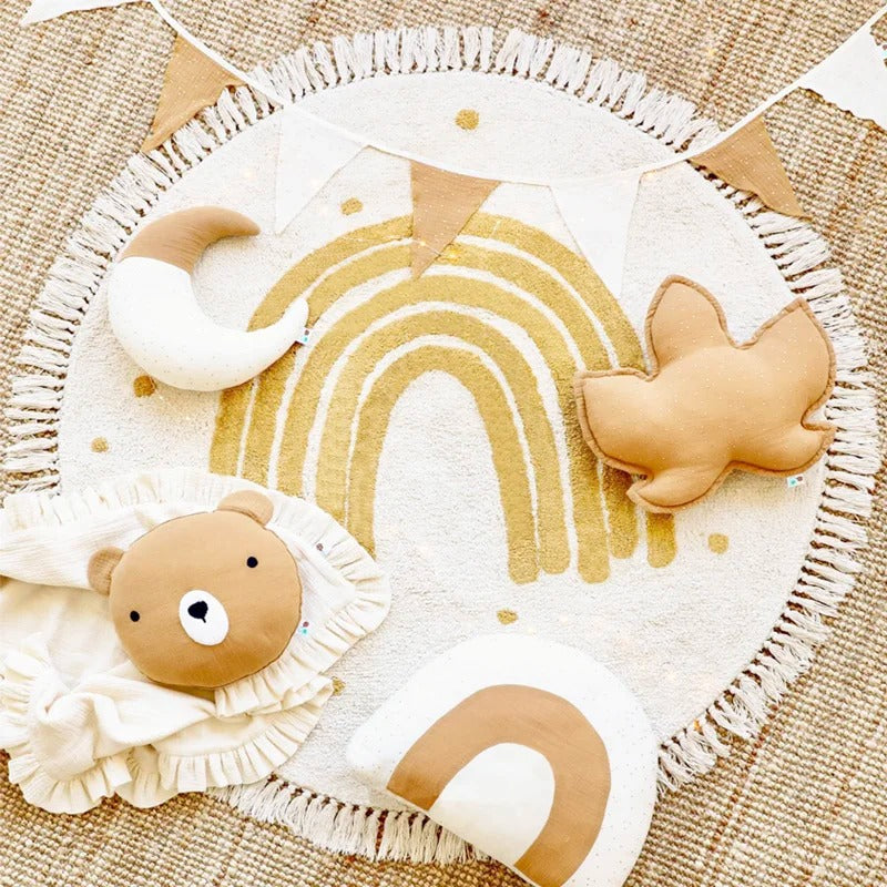 tapis arc en ciel bande beige