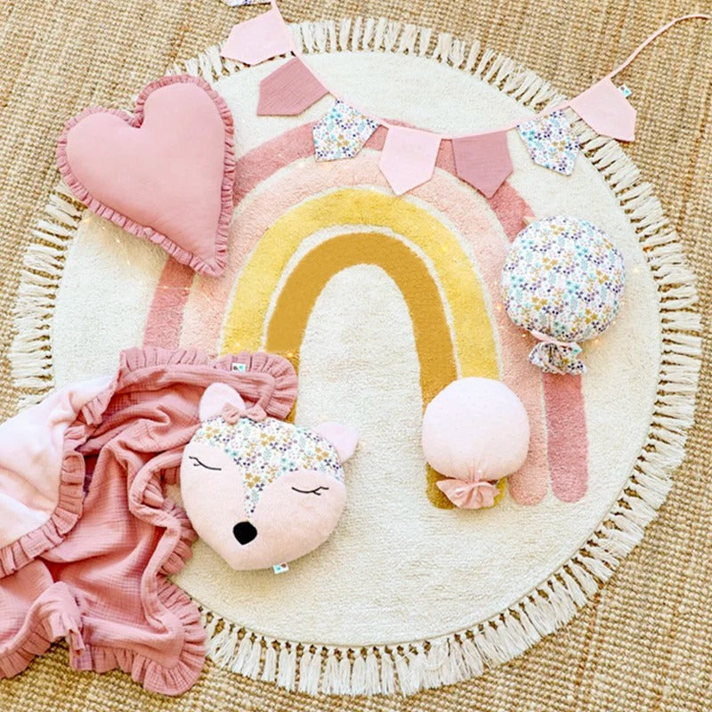 tapis arc en ciel bande rose