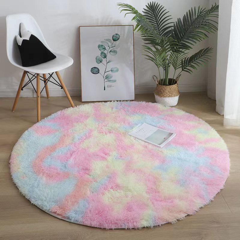 tapis chambre fille SergeRond rose arc-en-ciel