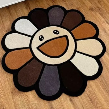 tapis enfant rond visage souriant muekidsmat marron