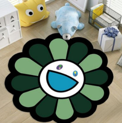 tapis enfant rond visage souriant muekidsmat vert