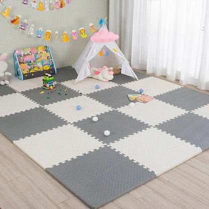 tapis puzzle multicolor sensorimat blanc gris