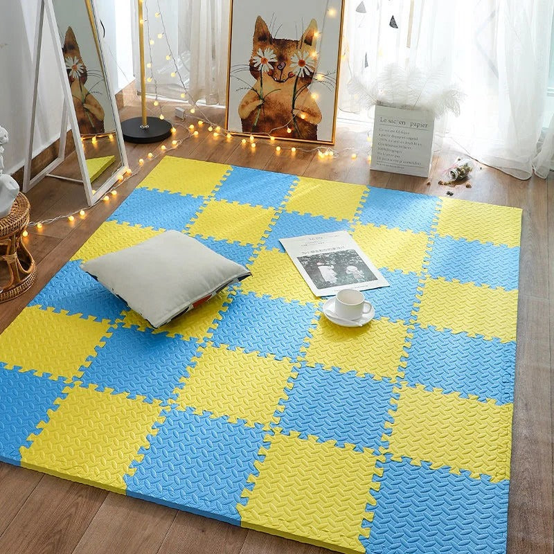 tapis puzzle multicolor sensorimat jaune bleu