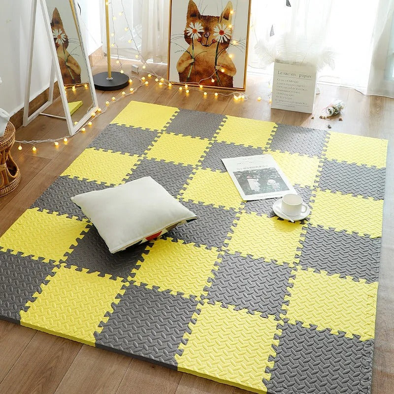 tapis puzzle multicolor sensorimat jaune brun