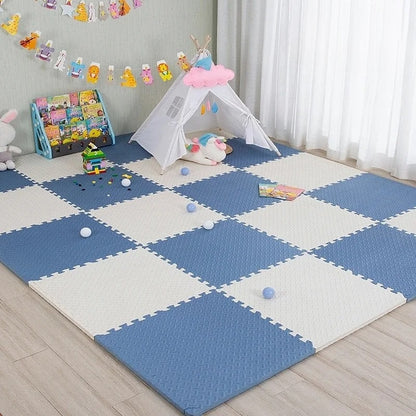 tapis puzzle sensorimat blanc bleu