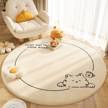 tapis rond vikamacarpet cute cat