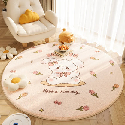 tapis rond vikamacarpet rose et mignon