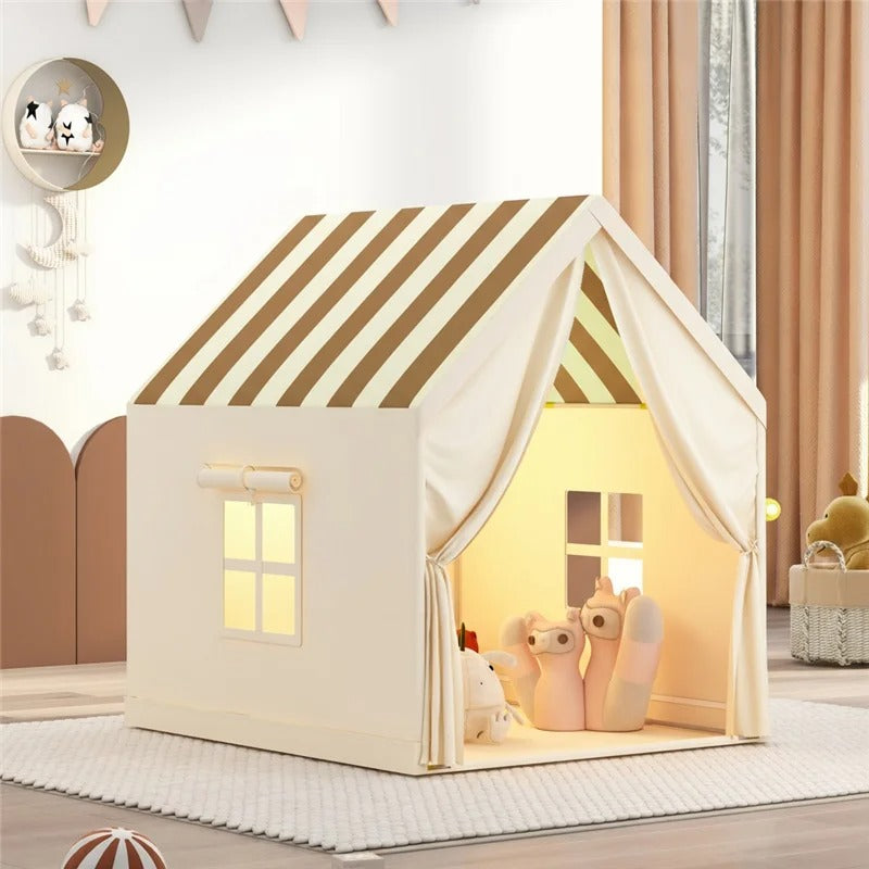 tente cabane enfant rose avec tapis et décorations | MagicNest™ - Mon Univers Enfant