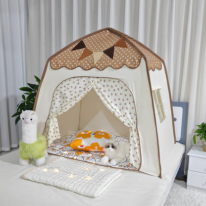 tente de jeu enfant intérieur cabane maison pliable foldtent beige cafe et points