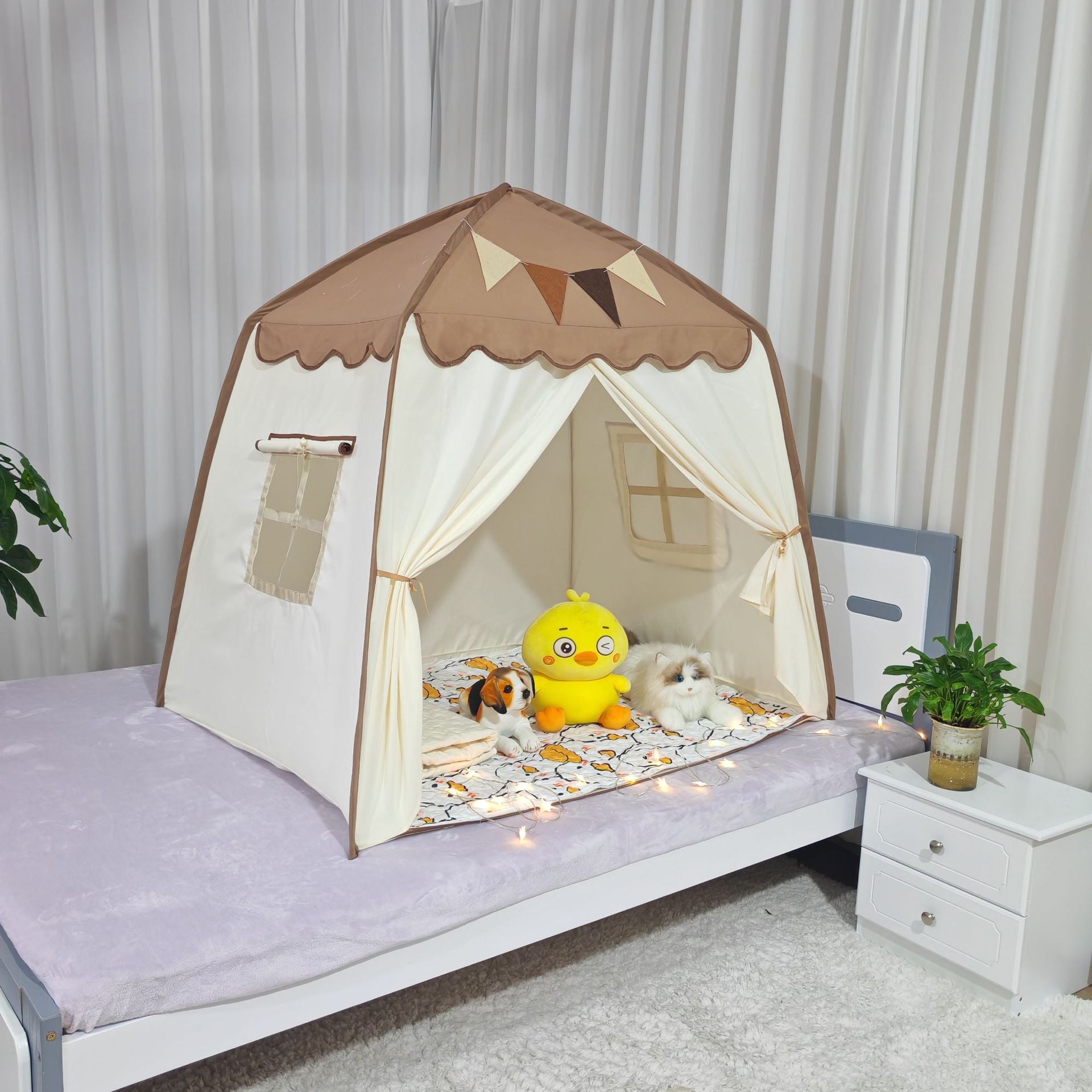 tente de jeu enfant intérieur cabane maison pliable foldtent haut cafe sur lit