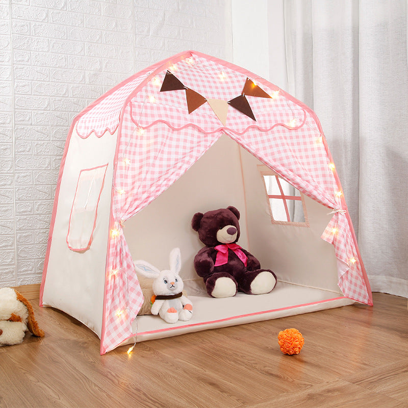 tente de jeu enfant intérieur cabane maison pliable foldtent rose a carreaux