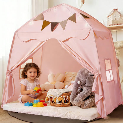 tente de jeu enfant intérieur cabane maison pliable foldtent rose avec enfant