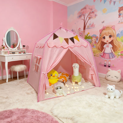 tente de jeu enfant intérieur cabane maison pliable foldtent rose sur tapis