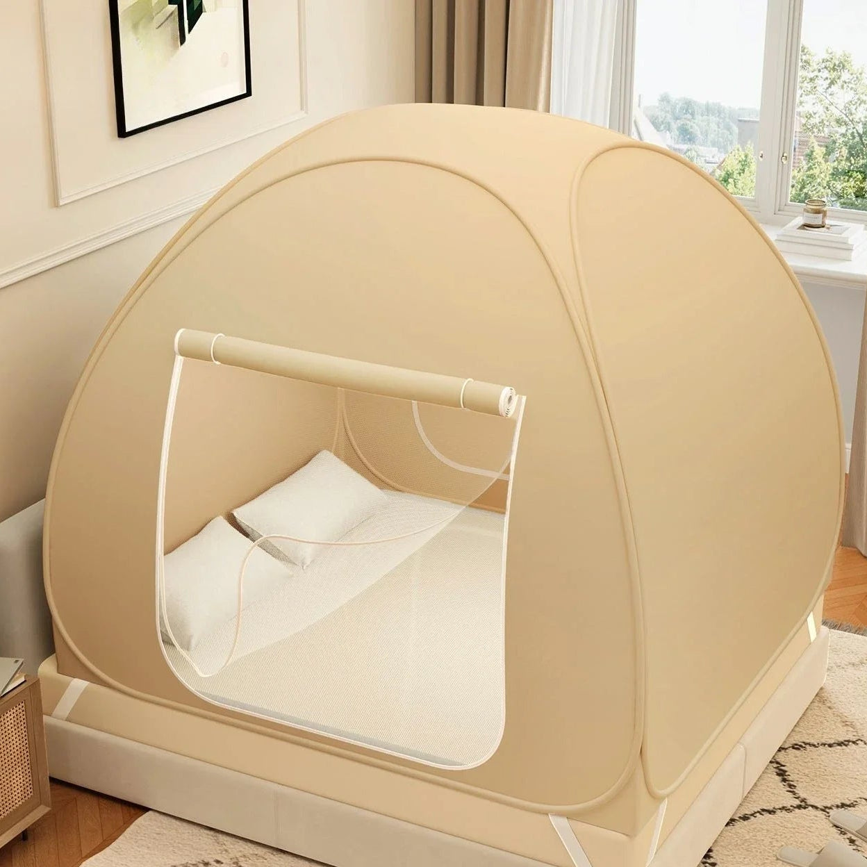 tente de lit enfant yourte – moustiquaire de lit beige en dome BedYurt