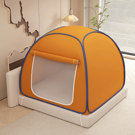 Tente de lit moustiquaire de lit enfant - tente cocon orange  bi ouverture hiver et ete dreamguard
