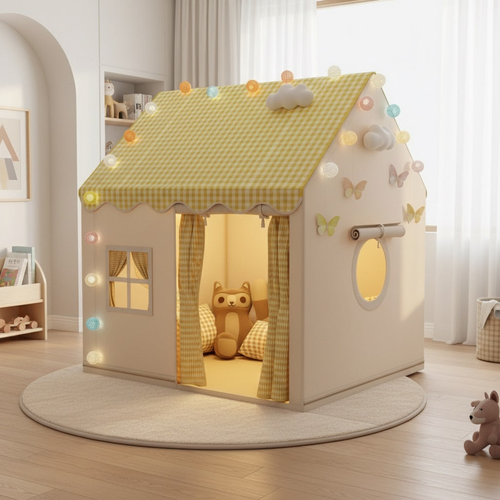 tente enfant cabanepliante avec tapis et accessoires