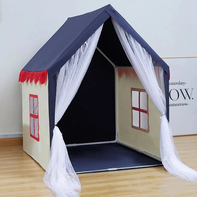 tente enfant chambre bleue au salon