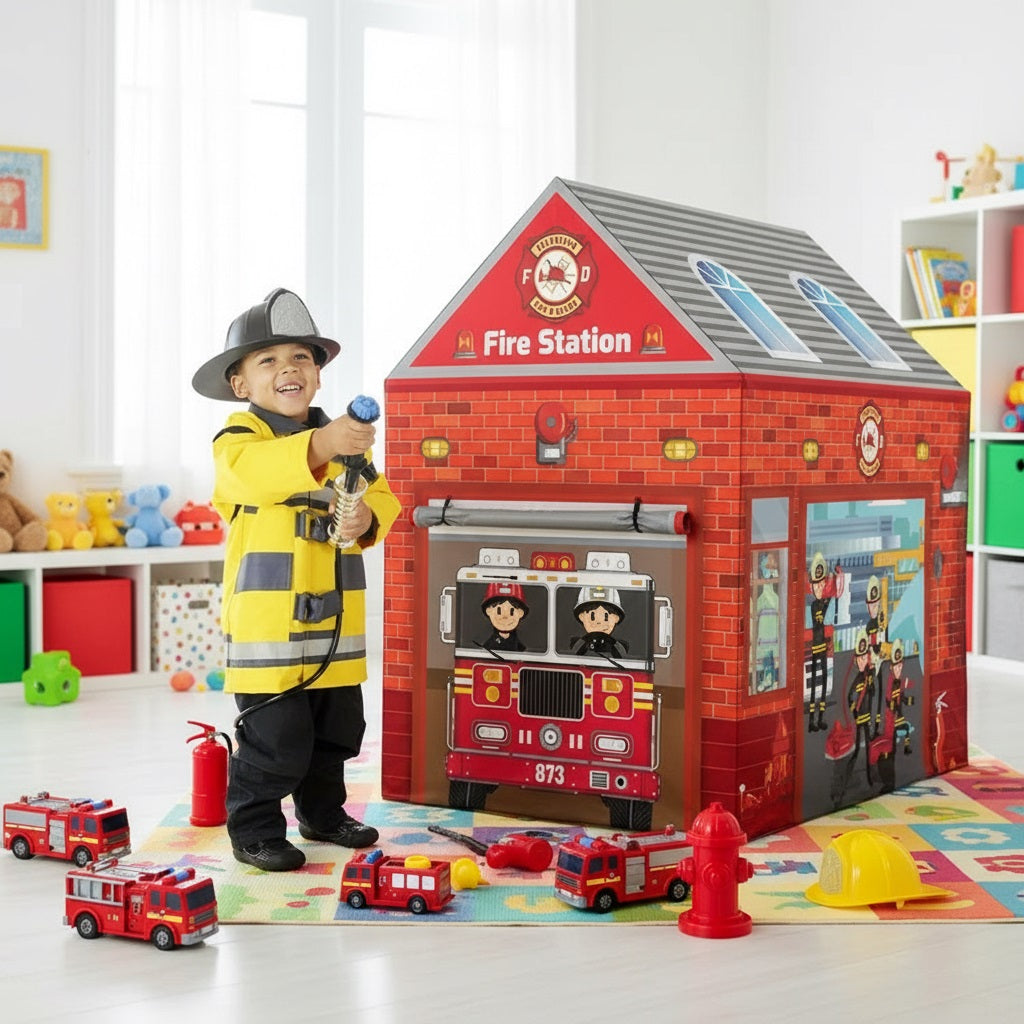 tente enfant cabane pompier rouge PlayTent