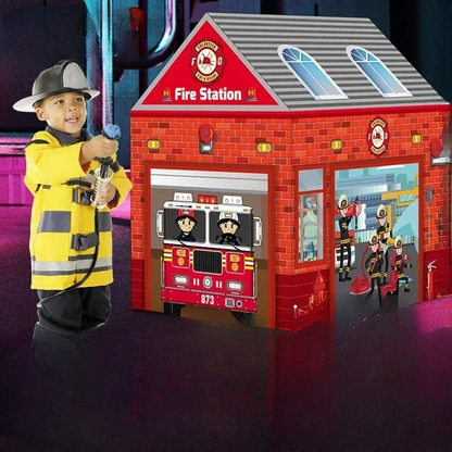 tente enfant cabane rouge cabane pompier
