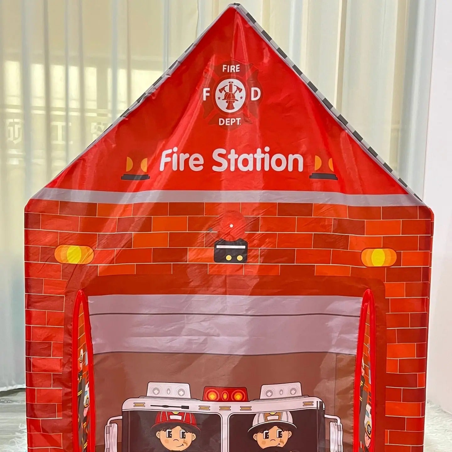 tente enfant rouge cabane pompier une porte