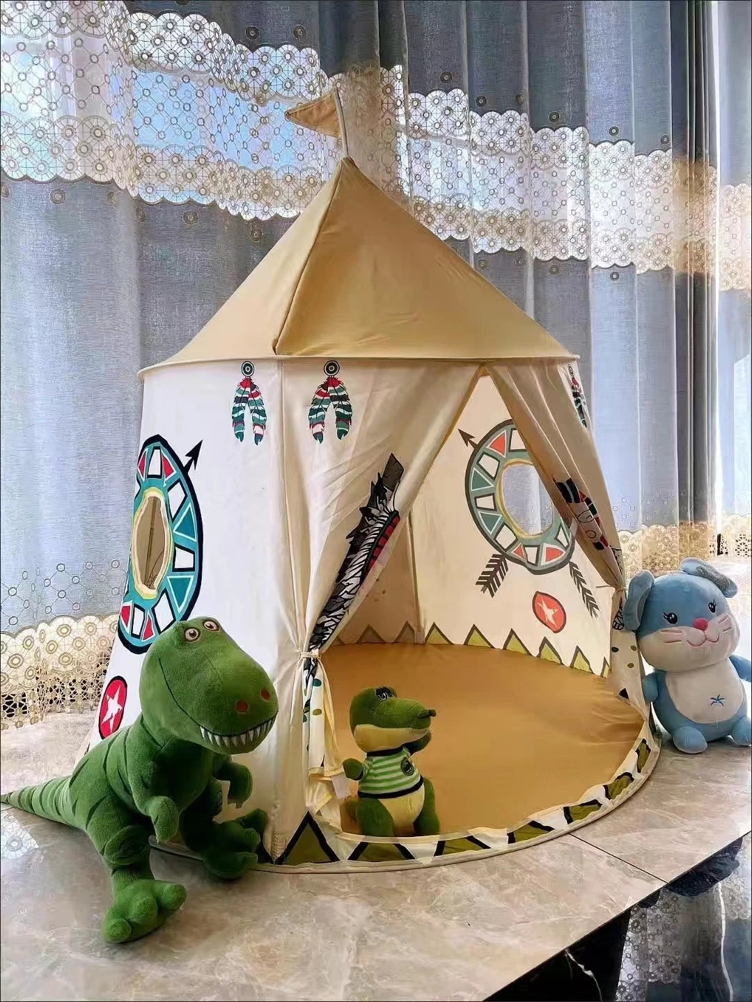 tente tipi enfant indianhouse avec peluche