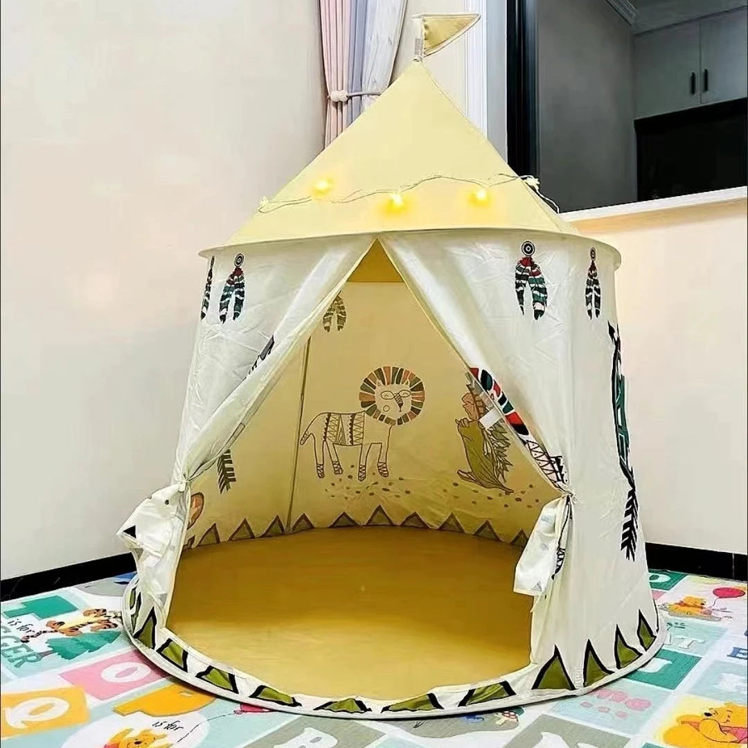 tente tipi enfant indianhouse sur tapis de jeu