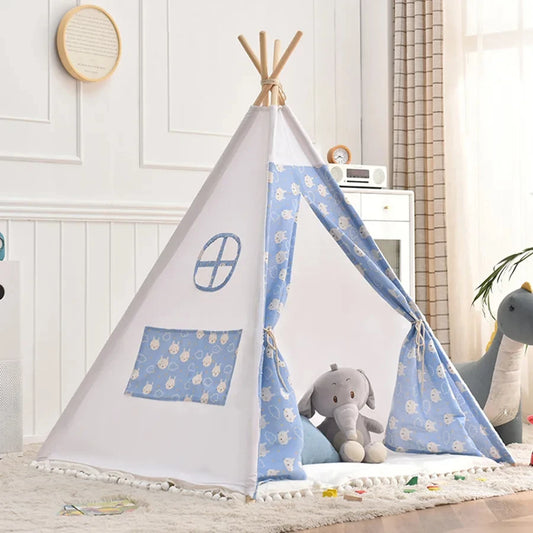 tipi enfant blanc avec motifs dessin 160x120cm
