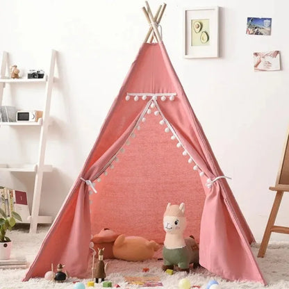 tipi enfant rose avec peluche