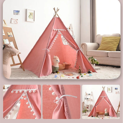 tipi enfant rose polyvalent sur tapis blanc 