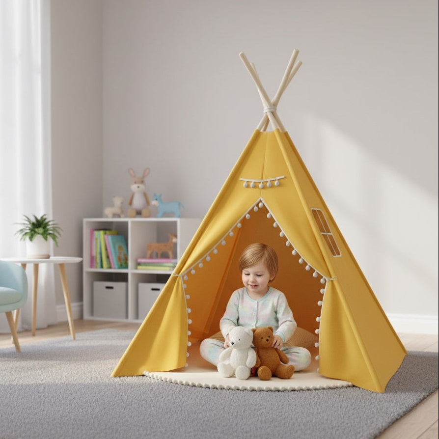 enfant avec tipi enfant rose tipiuni